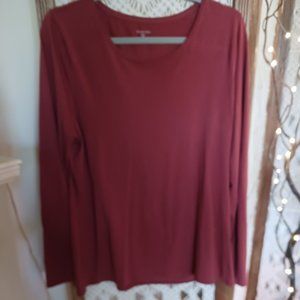 WOMENS  TOP ORGANIC PIMA COTTON GARNET HILL RUST XL LIGHTWEIGHT LAYERING T SHIRT